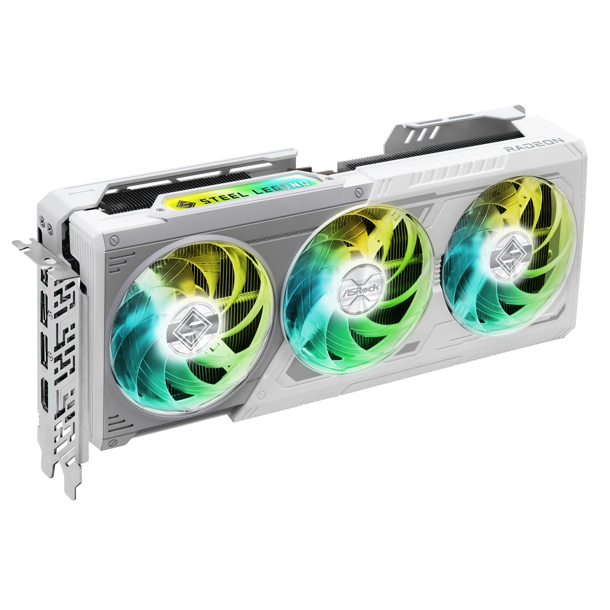ASRock AMD Radeon RX 9070 XT Steel Legend 16GB GDDR6 Graphics Card, 4096 Streams, 2970MHz Boost Clock, Triple Fan, 3x DisplayPorts / 1x HDMI Port