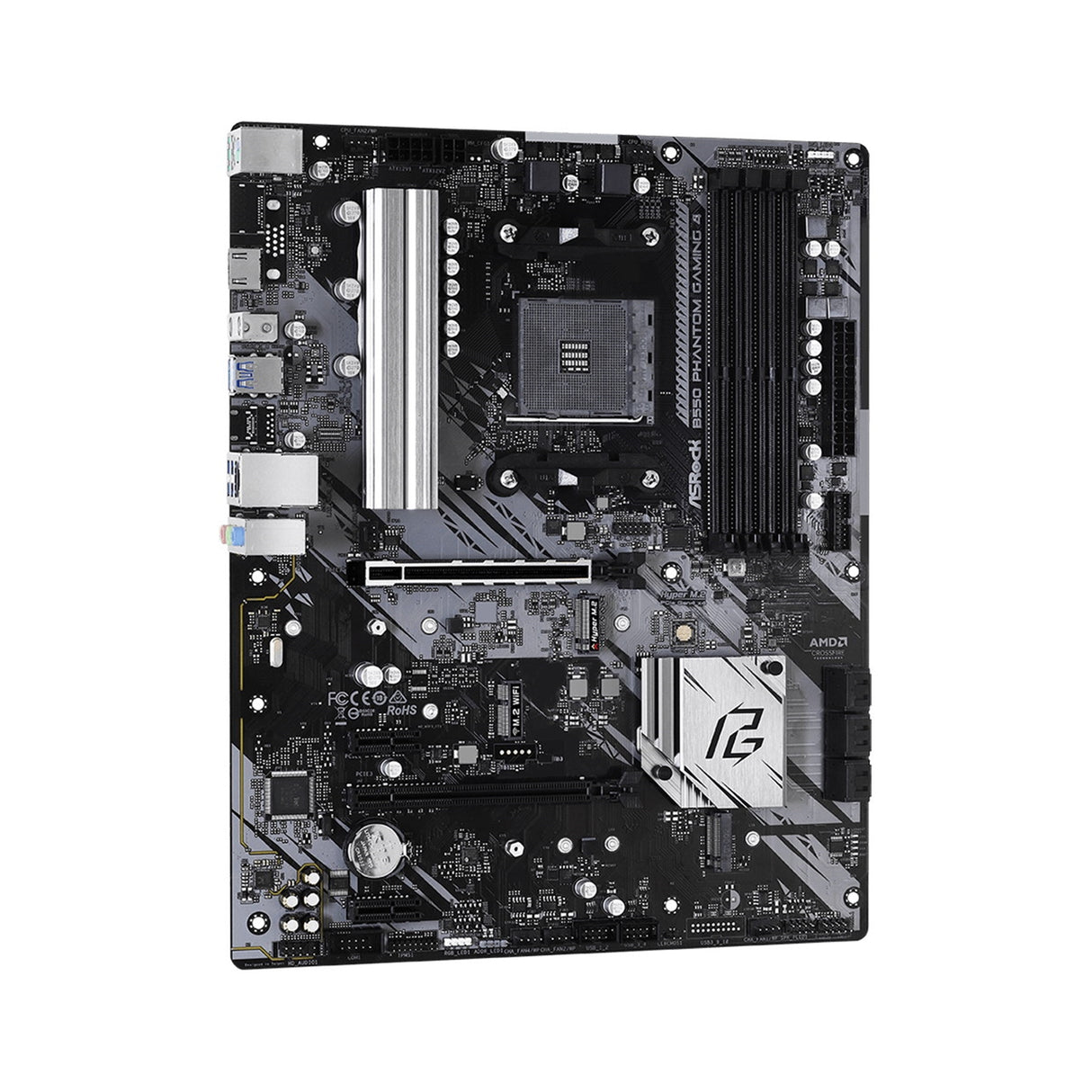 ASRock B550 Phantom Gaming 4 Super Alloy AMD AM4 Socket Motherboard, ATX, 4x DDR4 Slots, 2x M.2 Sockets, GbE LAN, 1x HDMI Port
