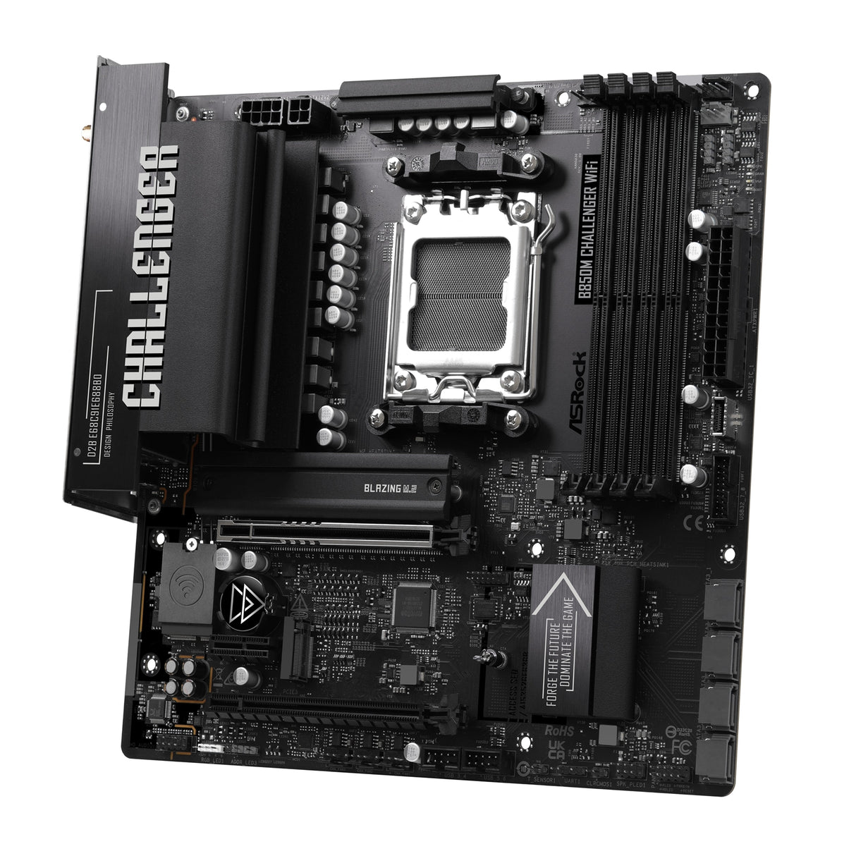 ASRock B850M Challenger WiFi AMD AM5 Socket Motherboard, Micro-ATX, 4x DDR5 Slots, 2x M.2 Socket, Fitted I/O Shield, 2.5GbE LAN, Wi-Fi 7, 1x HDMI Port