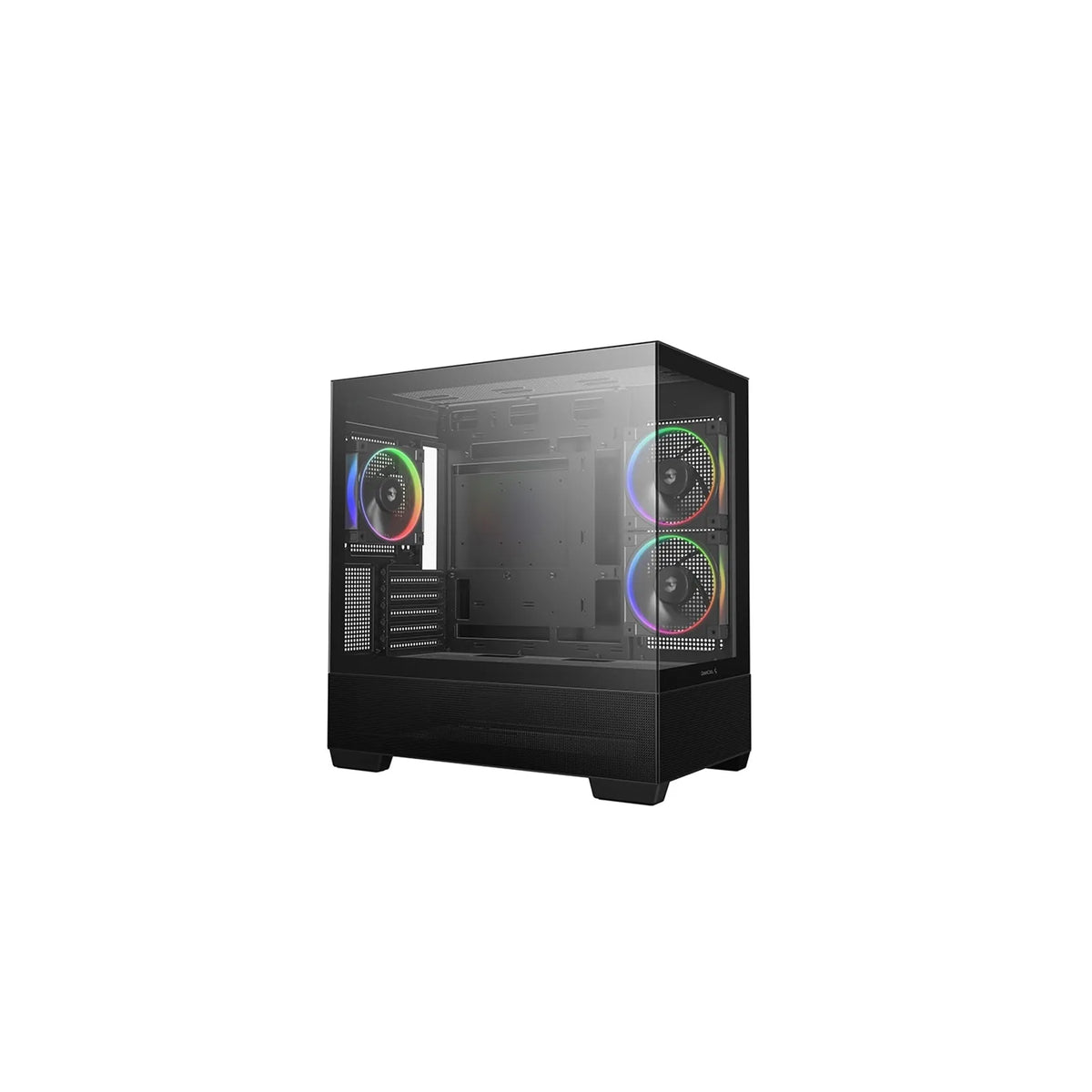 DeepCool CG380 3F Micro-ATX Gaming Case Black Panoramic Tempered Glass Side Panel, Mesh Airflow Front, 3 Pre-Installed ARGB Fans, USB-C & USB-A Front I/O, Spacious SFF/mATX/ITX Build Support