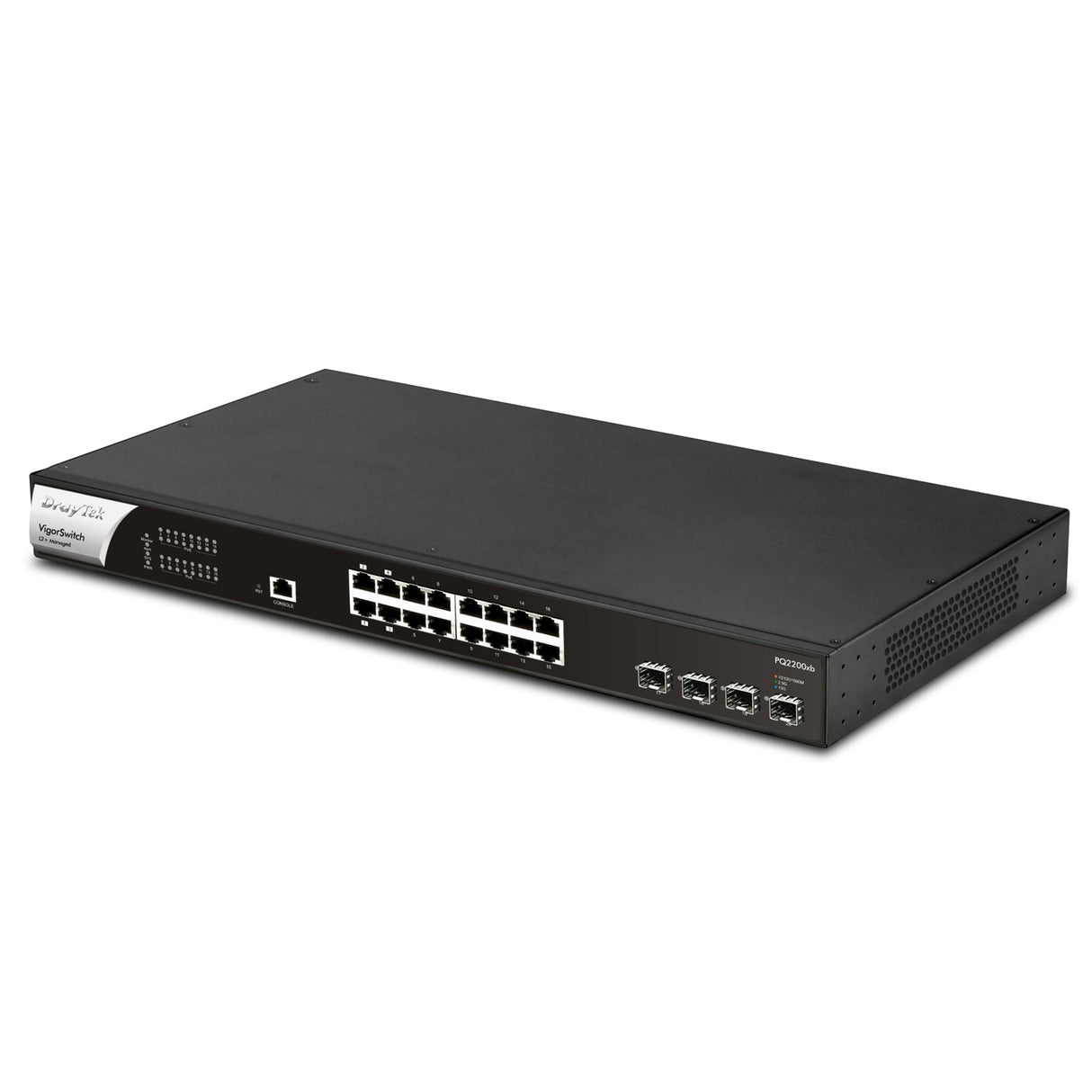 DrayTek VSPQ2200XB-K VigorSwitch PQ2200xb 16 Port 2.5 GbE POE+ Managed Layer 2+ Switch with 4x POE++ Ports and 4x 10GbE SFP+ Ports