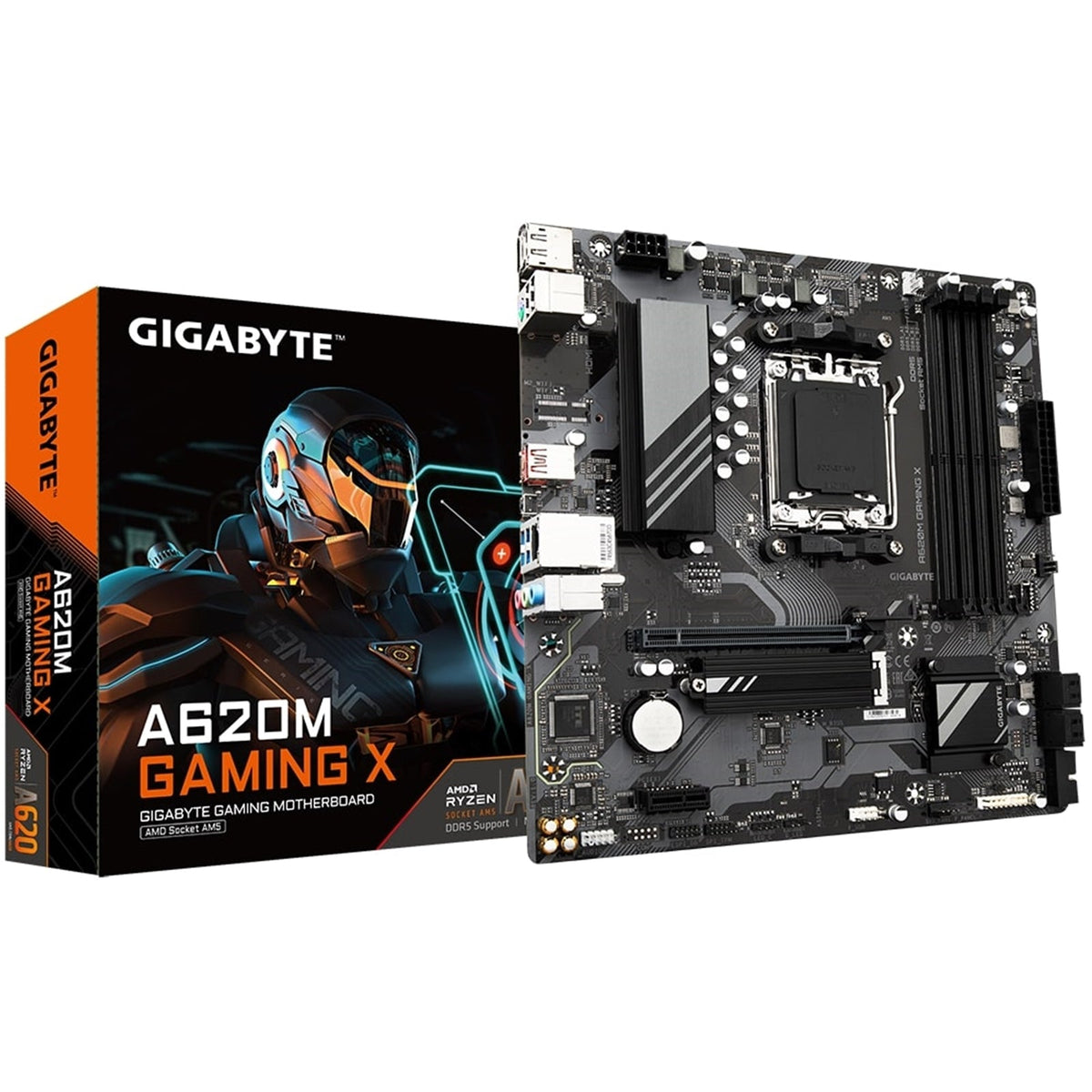 Gigabyte A620M GAMING X AMD AM5 Socket Motherboard, Micro-ATX, 4x DDR5 Slots, 1x M.2 Socket, GbE LAN, 1x DisplayPort / 1x HDMI Port