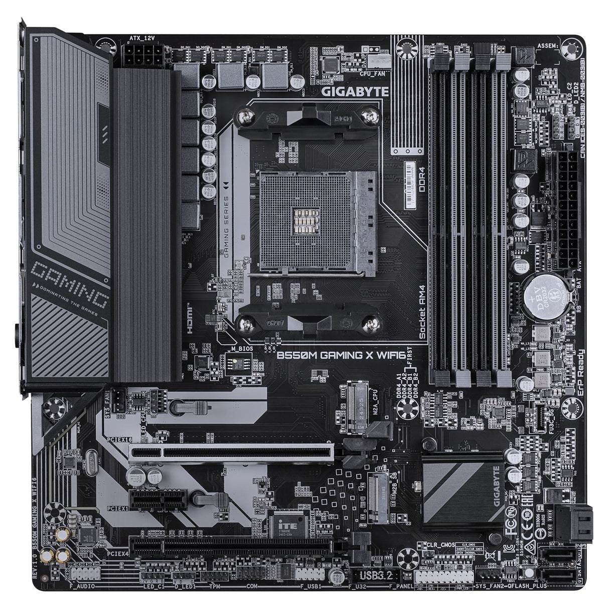 Gigabyte B550M GAMING X WIFI6 AMD AM4 Socket Motherboard, Micro-ATX, 4x DDR4 Slots, 2x M.2 Sockets, Fitted I/O Shield, GbE LAN, Wi-Fi 6, 1x DisplayPort / 1x HDMI Port
