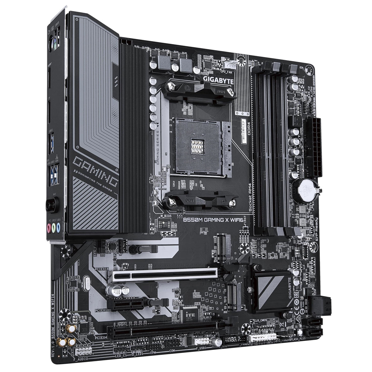 Gigabyte B550M GAMING X WIFI6 AMD AM4 Socket Motherboard, Micro-ATX, 4x DDR4 Slots, 2x M.2 Sockets, Fitted I/O Shield, GbE LAN, Wi-Fi 6, 1x DisplayPort / 1x HDMI Port
