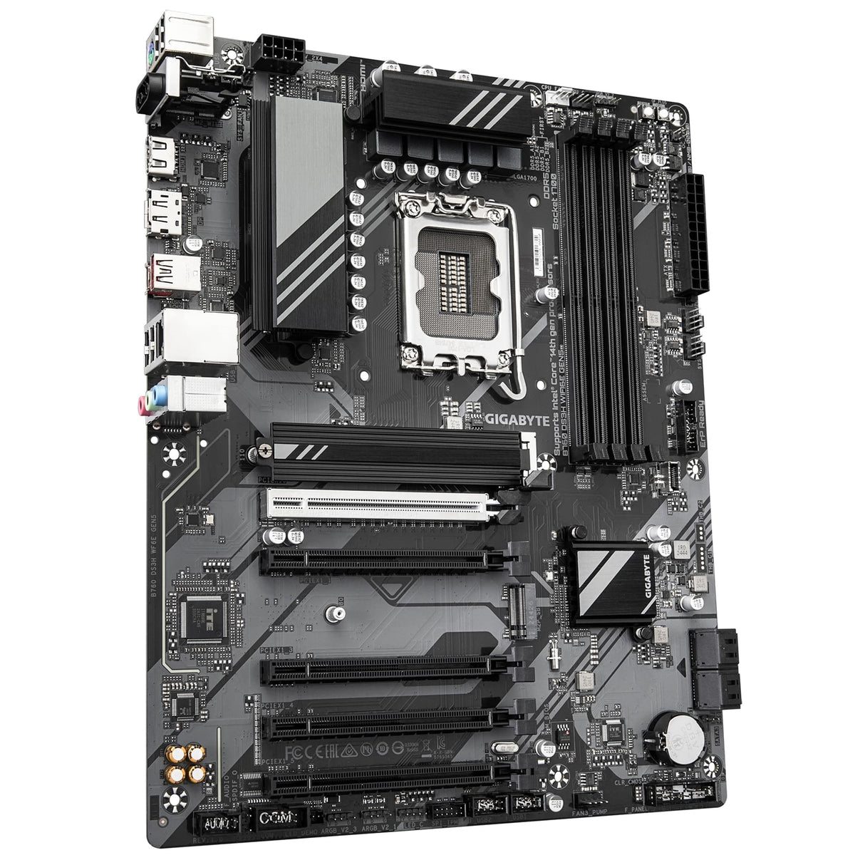 Gigabyte B760 DS3H WIFI6E GEN5 Intel 1700 Socket Motherboard, ATX, 4x DDR5 Slots, 2x M.2 Sockets, GbE LAN, Wi-Fi 6E, 1x DisplayPort / 1x HDMI Port