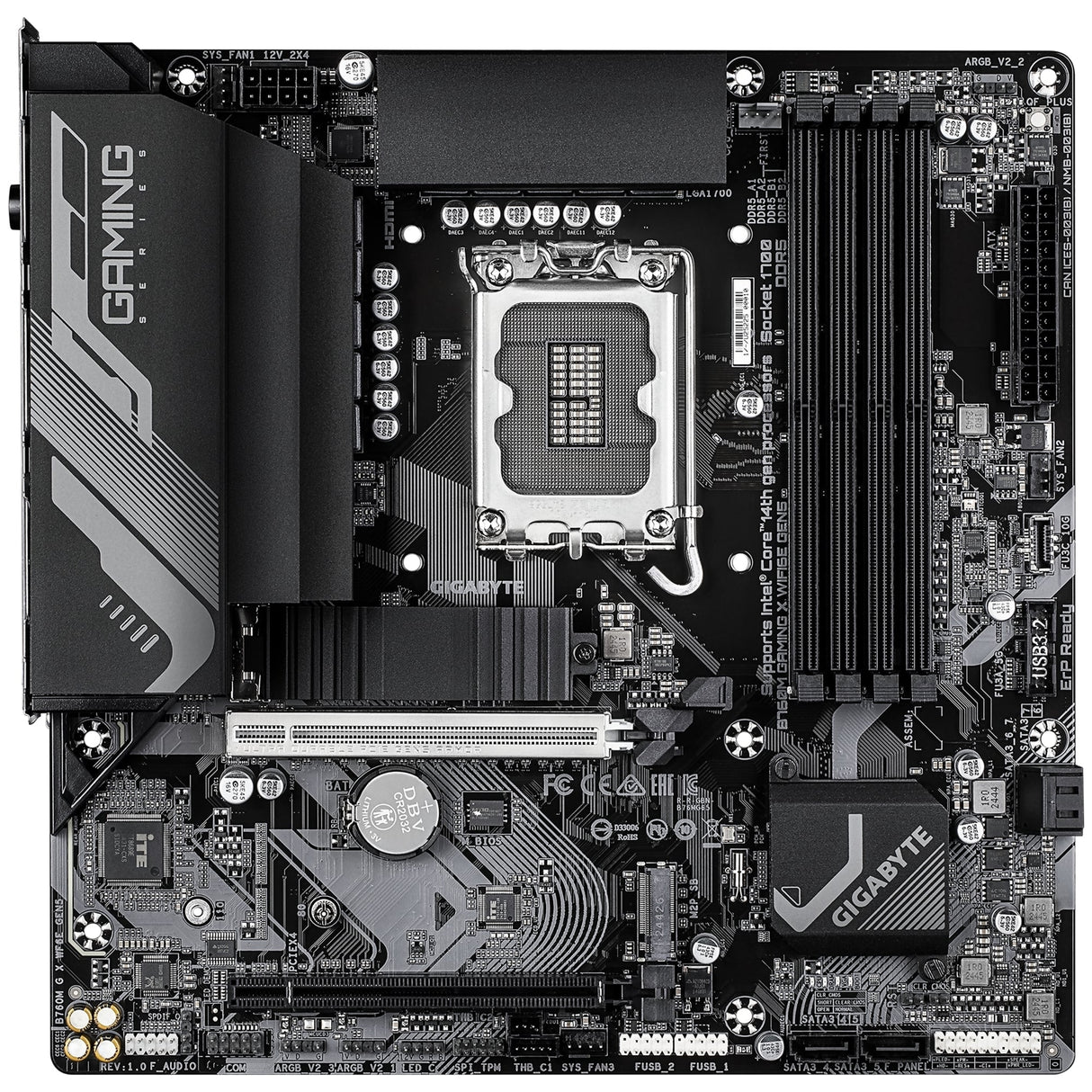 Gigabyte B760M GAMING X WIFI6E GEN 5 INTEL Socket Motherboard, Micro-ATX, 4x DDR5 Slots, 2x M.2 Socket, 2.5GbE LAN, Wi-Fi 6E, 1x HDMI Port / 1x Display Port