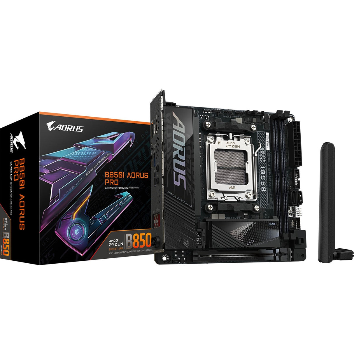 Gigabyte B850I AORUS PRO AMD AM5 Socket Motherboard, Mini-ITX, 2x DDR5 Slots, 2x M.2 Sockets, Fitted I/O Shield, 2.5GbE LAN, Wi-Fi 7, 1x HDMI Port
