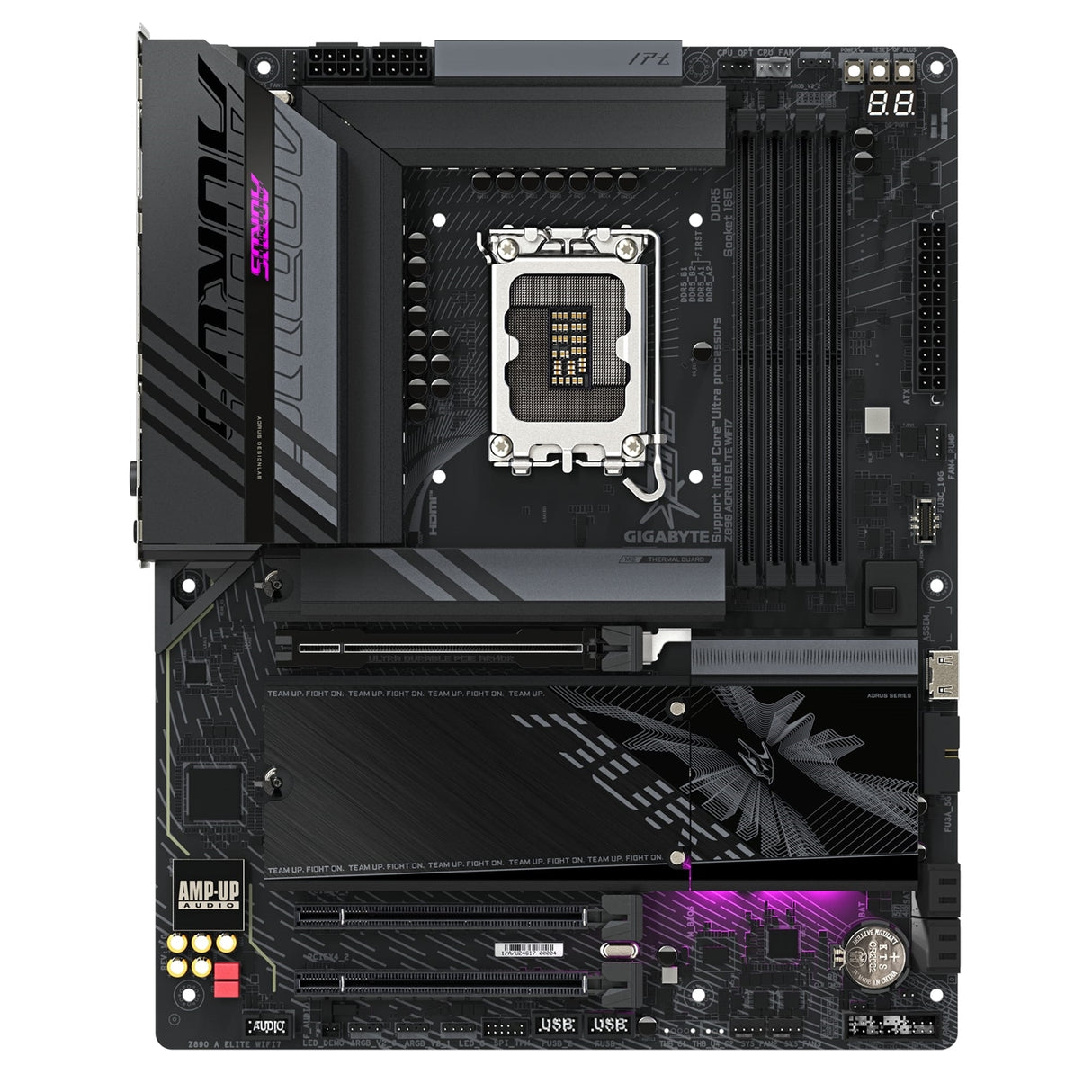 Gigabyte Z890 AORUS ELITE WIFI7 Intel 1851 Socket Motherboard, ATX, 4x DDR5 Slots, 4x M.2 Sockets, Fitted I/O Shield, 2.5GbE LAN, Wi-Fi 7, 1x DisplayPort / 1x USB-C (USB4)