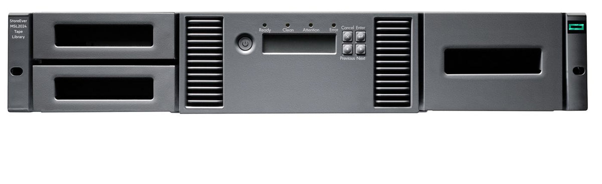 Hewlett Packard Enterprise Storage MSL2024 Tape Library 1x MSL LTO-9 Fibre Channel 15x LTO-9 45TB Data Cartridges