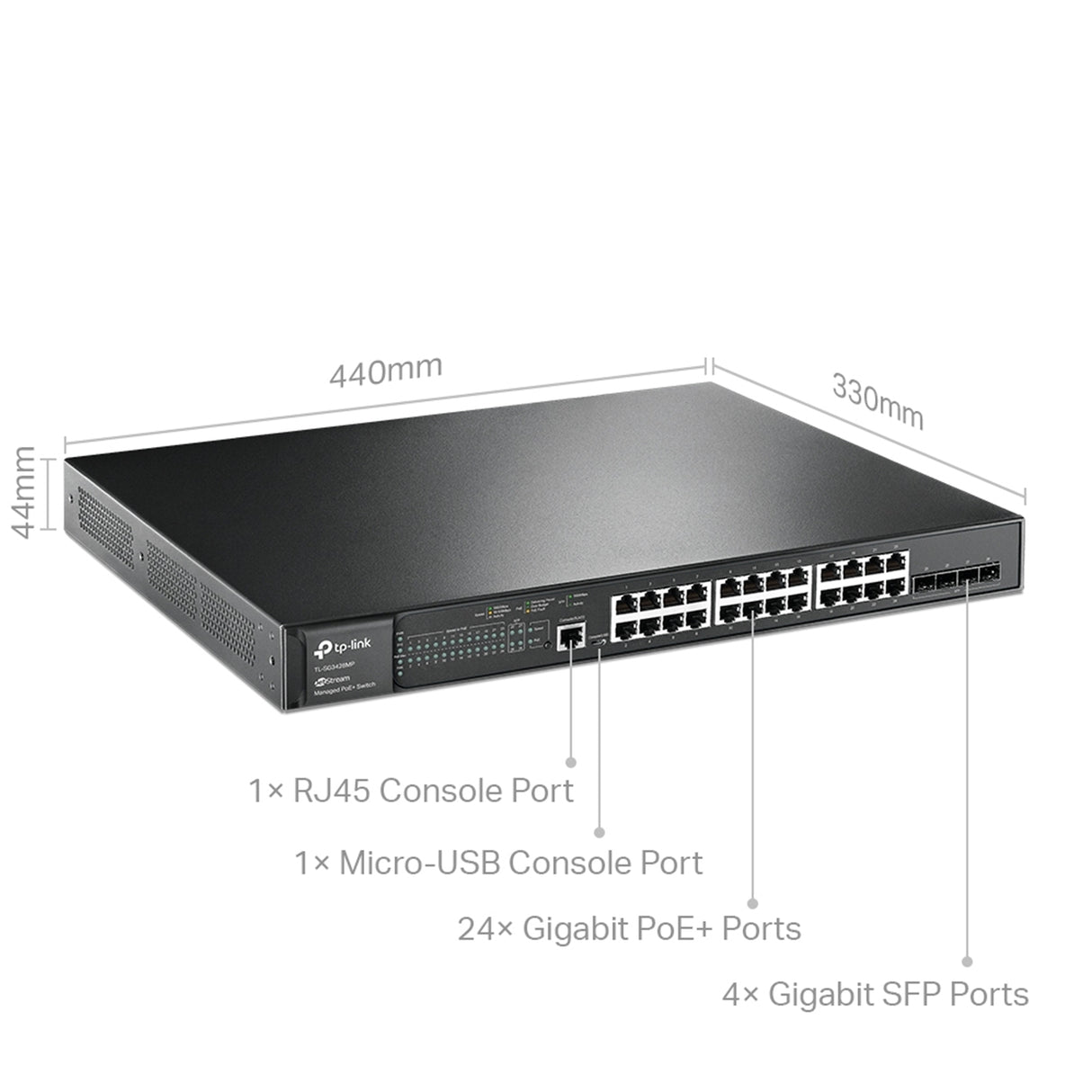 TP-Link JetStream TL-SG3428MP 28-Port Metal Gigabit L2+ Managed Switch with 24-Port PoE+ (384W)