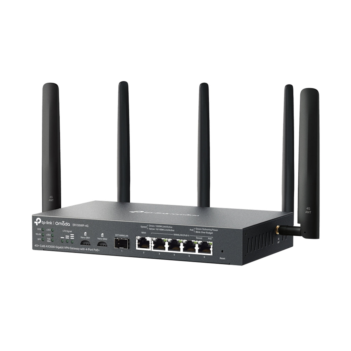 TP-Link Omada ER706WP-4G 4G+ Cat6 AX3000 Gigabit VPN Gateway with 4-Port PoE