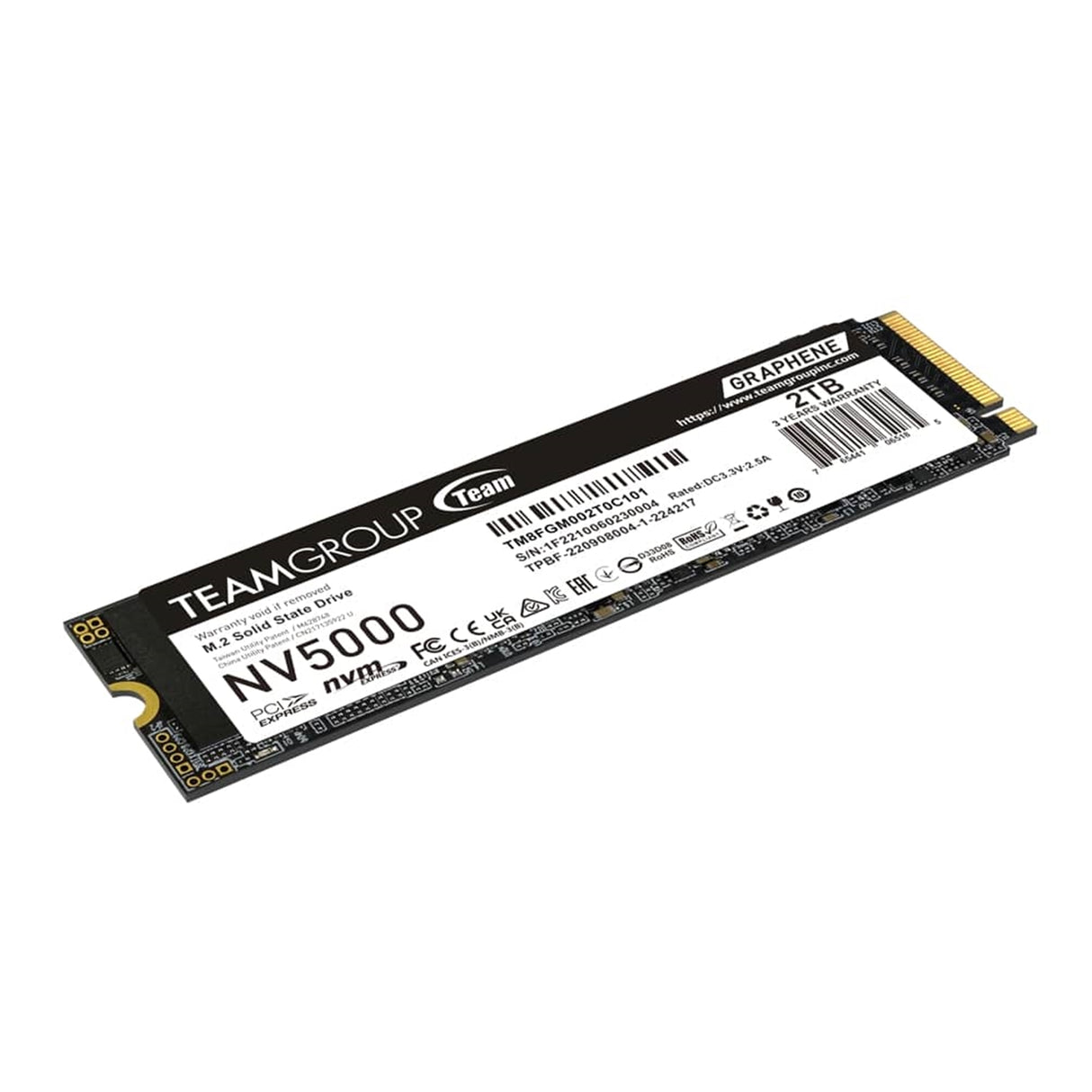 Team NV5000 (TM8FGM002T0C101) 2TB M.2 Interface, PCIe Gen4x4 with NVMe, 2280, Read 4500MB/s, Write 1900MB/s, 3 Year Warranty