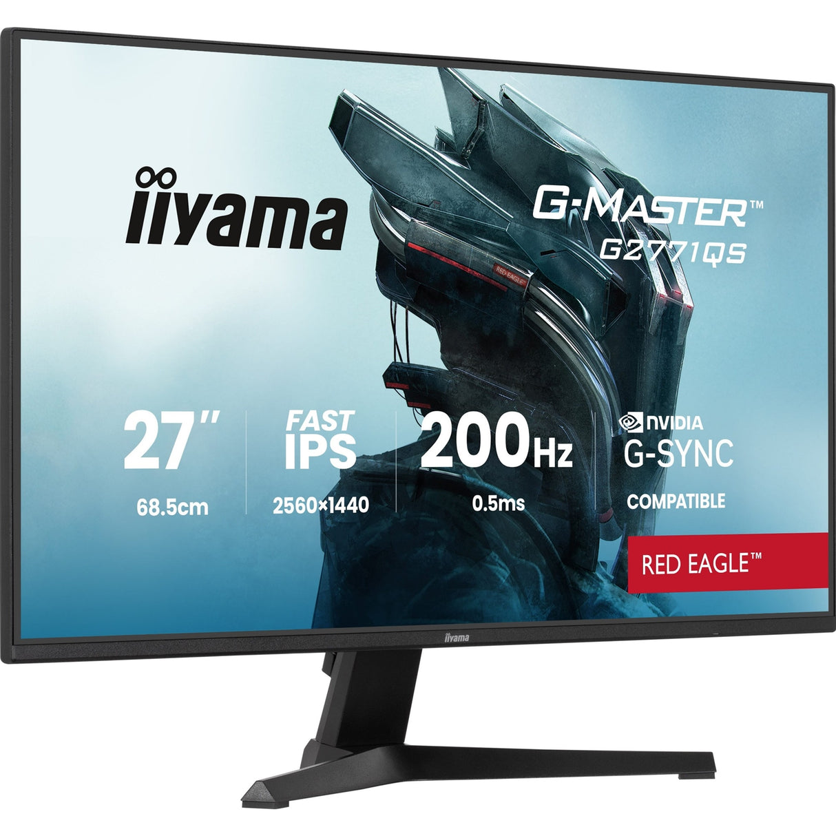 iiyama G-Master Red Eagle gaming monitor G2771QS-B1 27" Black, Ultra Slim Bezel, QHD Resolution, IPS, 200Hz, 0.5ms, Nvidia G-Sync, HDMI, Display Port, Black Tuner