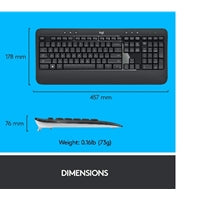 Logitech MK540 Advanced Wireless Keyboard and Mouse Combo for Windows, 2.4 GHz Unifying USB-Receiver, Multimedia Hotkeys, 3-Year Battery Life, for PC, Laptop, QWERTY UK Layout, Black