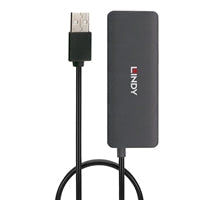 LINDY 42986 4 Port USB Hub, 4 x USB 2.0 Type-A (F) Ports, Supports Data Transfer Rates of up to 480 Mbps, Plug and Play Installation, USB Bus-Powered with DC Socket for External Power Supply