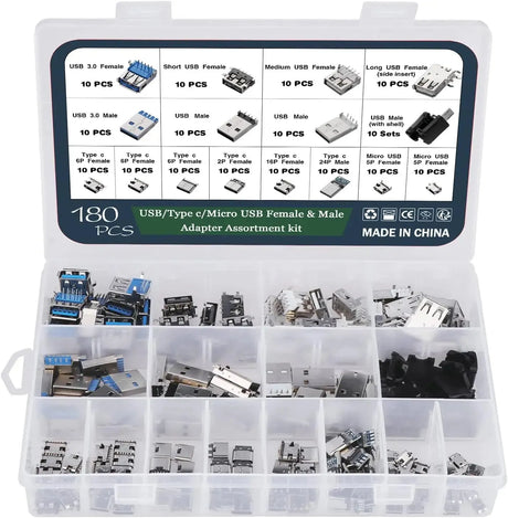 180pcs USB Connector Assortment
