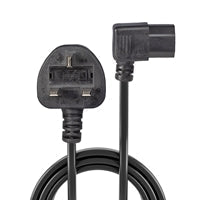 Lindy 30446 1m UK 3 Pin Plug To Right Angle IEC C13 (Kettle) 5 Amp Fuse Mains Extension Cable - Black