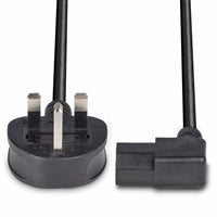 Lindy 30446 1m UK 3 Pin Plug To Right Angle IEC C13 (Kettle) 5 Amp Fuse Mains Extension Cable - Black