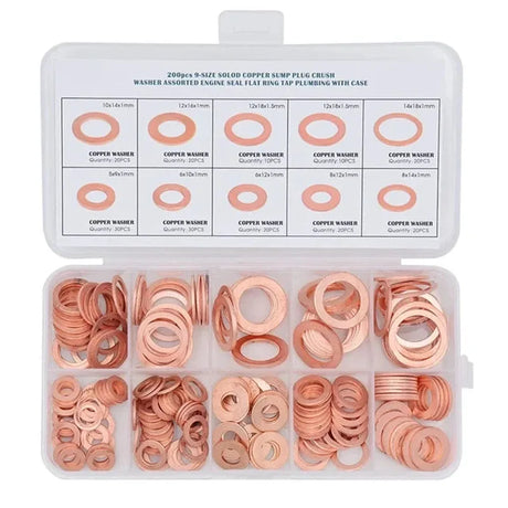 200pcs Copper Washer Assortment