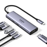 Ugreen USB-C Hub 6-in-1 HDMI - 2x USB-A 3.2 - 2x USB-C 3.2 - PD Docking Dock Grey