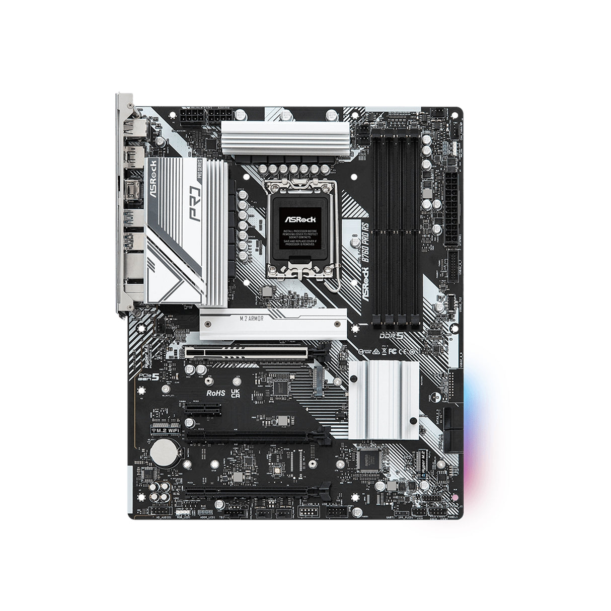 ASRock B760 PRO RS Intel 1700 Socket Motherboard, ATX, 4x DDR5 Slots, 3x M.2 Socket, Fitted I/O Shield, 2.5GbE LAN, 1x DisplayPort / 1x HDMI Port