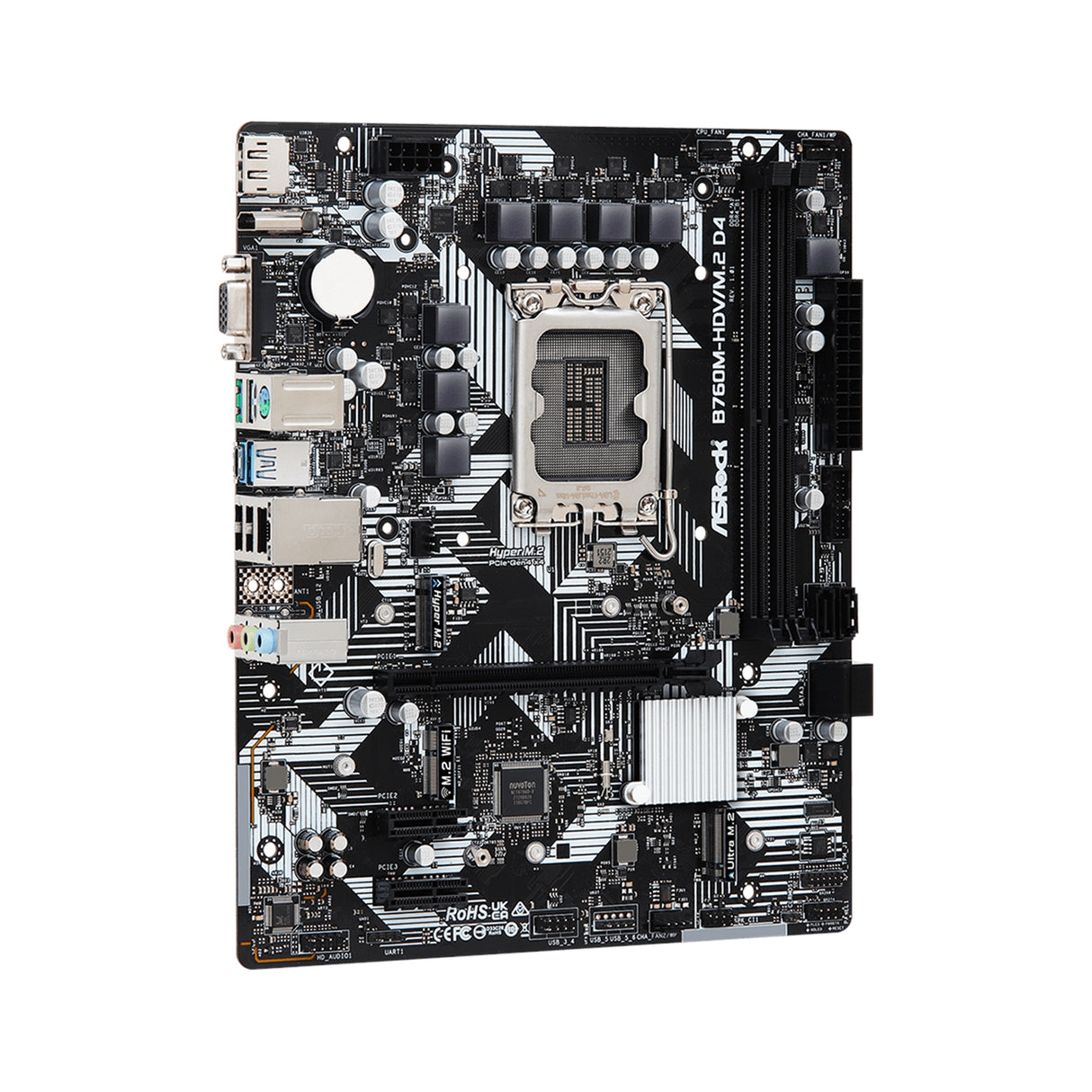 ASRock B760M-HDV/M.2 D4 Intel 1700 Socket Motherboard, Micro-ATX, 2x DDR4 Slots, 2x M.2 Sockets, GbE LAN, 1x D-Sub / 1x DisplayPort / 1x HDMI Port