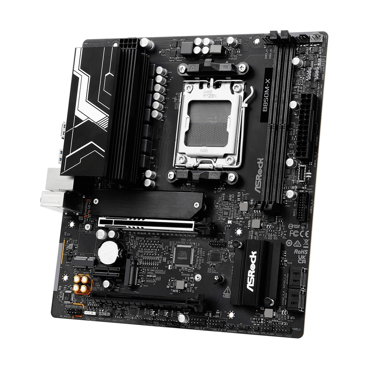ASRock B850M-X AMD AM5 Socket Motherboard, Micro-ATX, 2x DDR5 Slots, 2x M.2 Sockets, 2.5GbE LAN, 1x DisplayPort / 1x HDMI Port