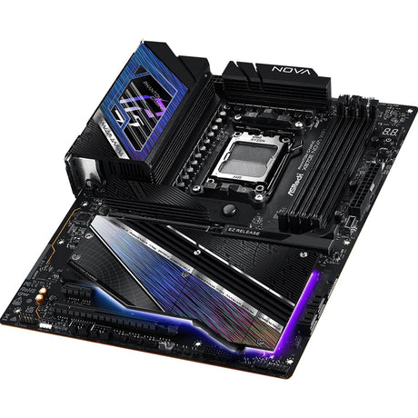 ASRock X870E NOVA WIFI PHANTOM GAMING AMD AM5 Socket Motherboard, ATX, 4x DDR5 Slots, 5x M.2 Sockets, Fitted I/O Shield, 5GbE LAN, Wi-Fi 7, 1x HDMI Port / 2x USB-C (USB4)