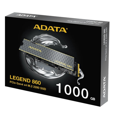Adata Legend 860 (SLEG-860-1000GCS) 1TB NVMe SSD, PCIe Gen4, M.2 Interface, 2280, Read 5000 MB/s, Write 3000 MB/s, Heatsink 5 Year Warranty