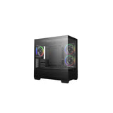 DeepCool CG380 3F Micro-ATX Gaming Case Black Panoramic Tempered Glass Side Panel, Mesh Airflow Front, 3 Pre-Installed ARGB Fans, USB-C & USB-A Front I/O, Spacious SFF/mATX/ITX Build Support