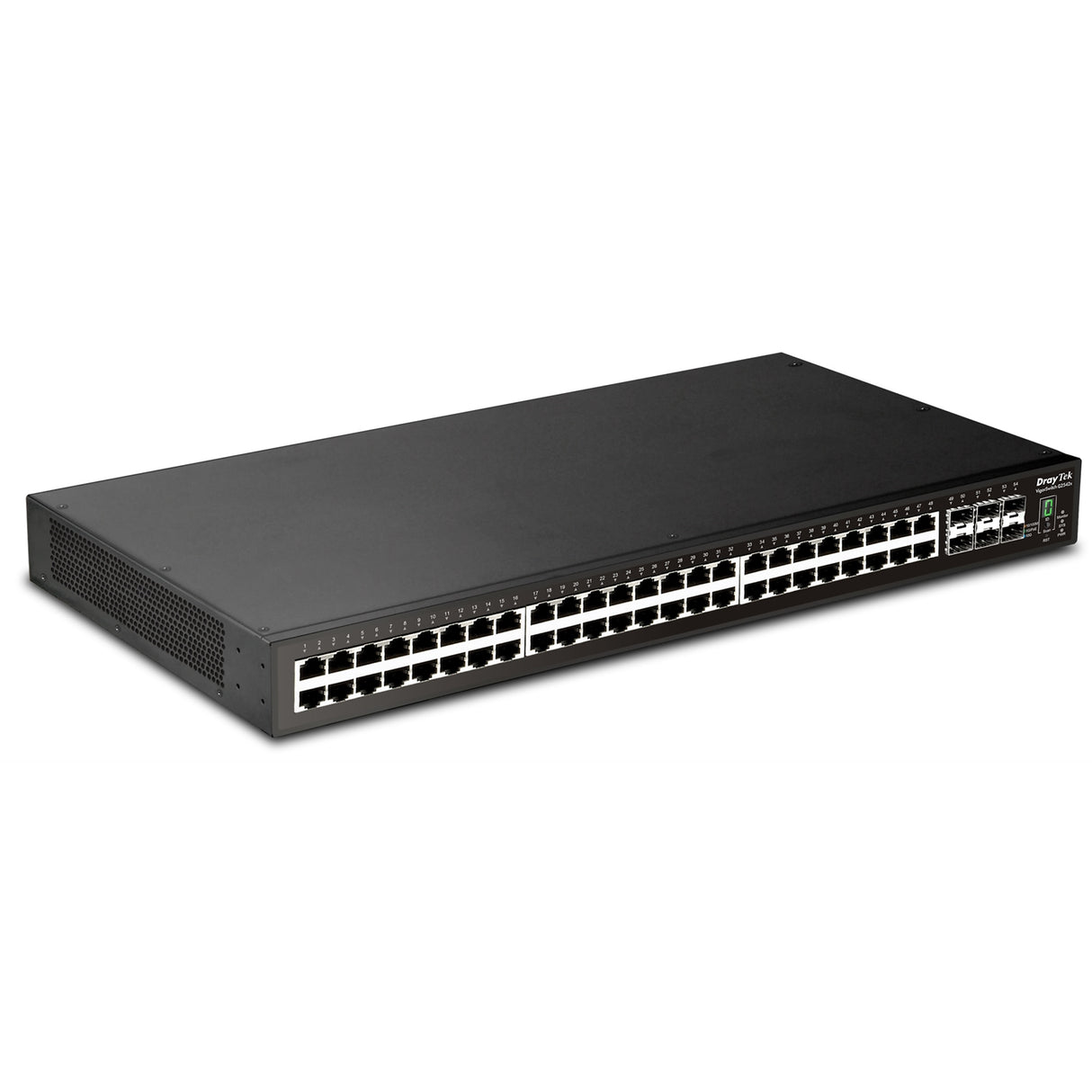 Draytek VSP2542X-K 54 Port switch with 48 PoE+ RJ-45 LAN ports, 6 10Gbpe SFP+, 400W PoE budget, and L2+ management, 2 Year Warranty