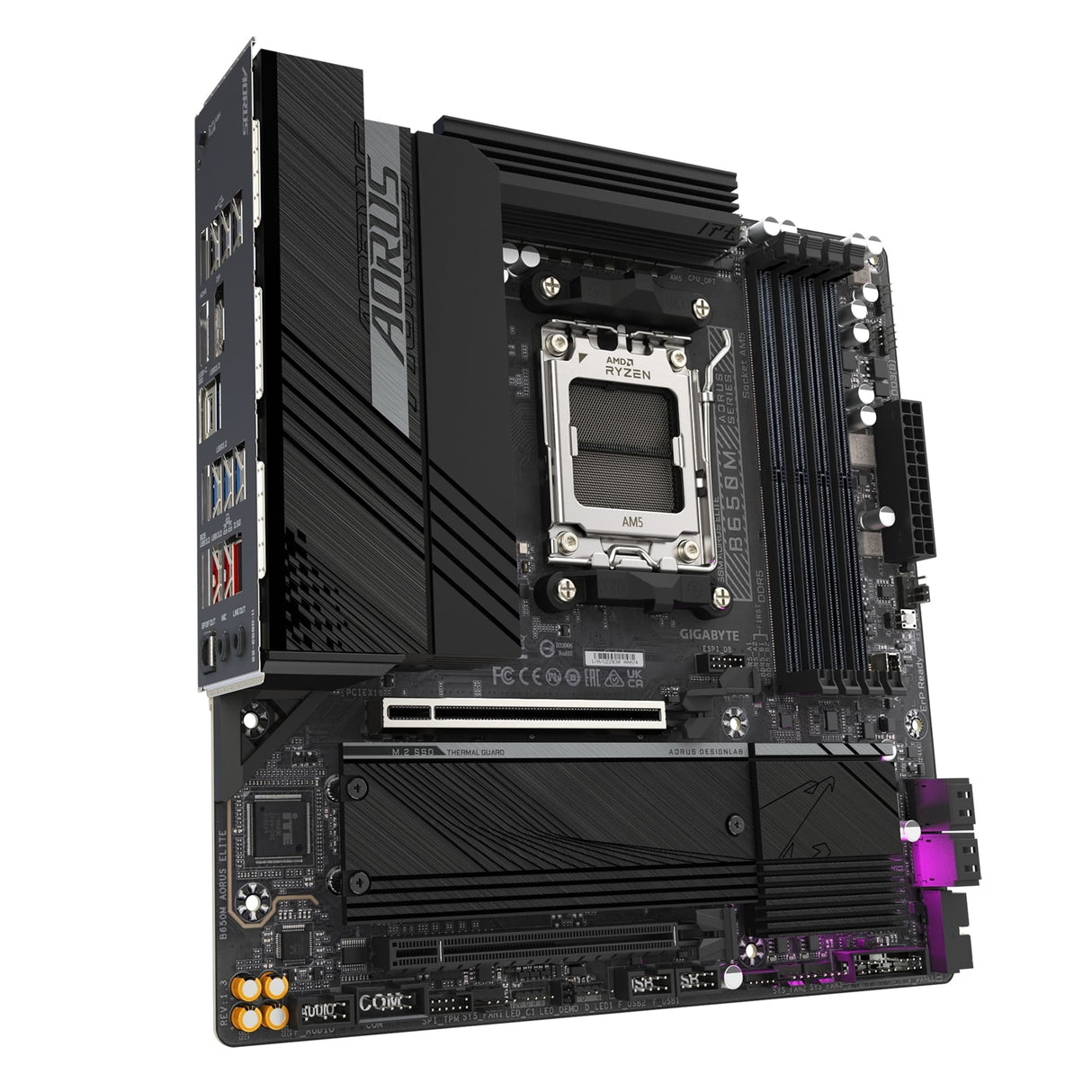 Gigabyte B650M AORUS ELITE AMD AM5 Socket Motherboard, Micro-ATX, 4x DDR5 Slots, 2x M.2 Socket, Fitted I/O Shield, 2.5GbE LAN, 1x DisplayPort / 1x HDMI Port