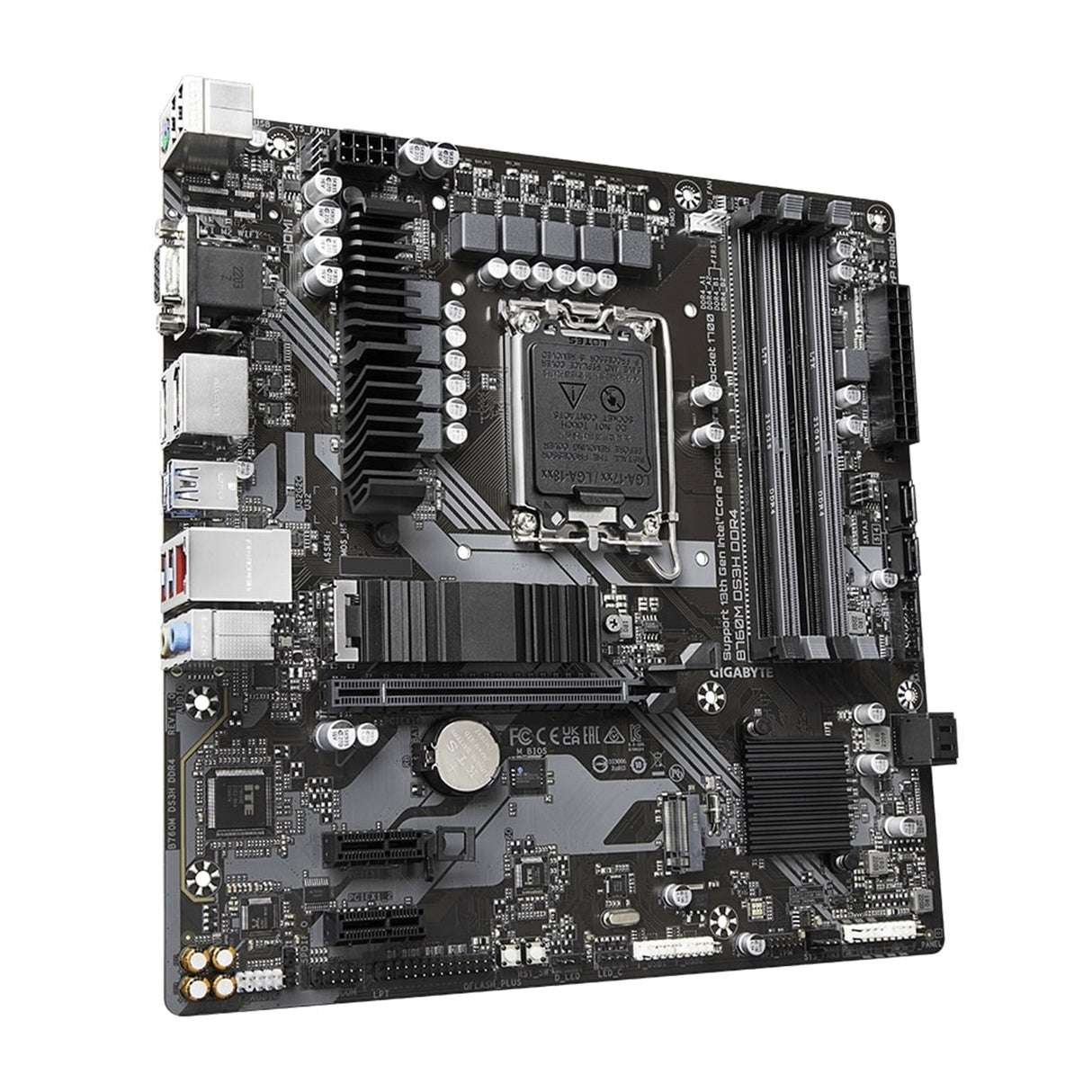 Gigabyte B760M DS3H DDR4 Ultra Durable Intel 1700 Socket Motherboard, Micro-ATX, 4x DDR4 Slots, 2x M.2 Sockets, 2.5GbE LAN, 1x D-Sub / 2x DisplayPorts / 1x HDMI Port