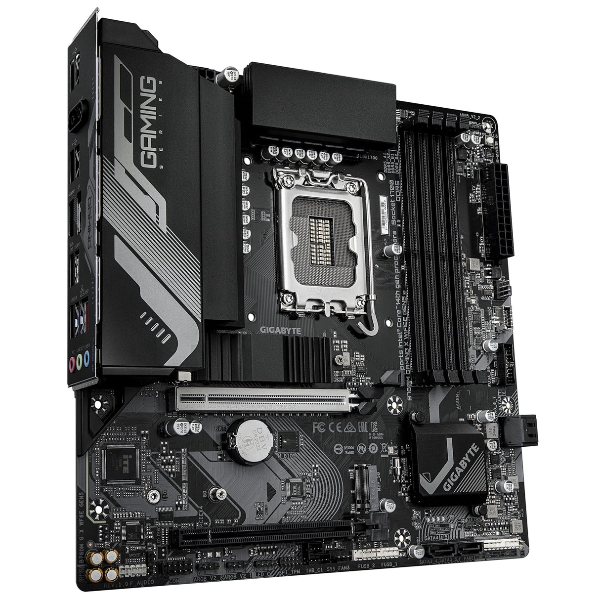 Gigabyte B760M GAMING X WIFI6E GEN 5 INTEL Socket Motherboard, Micro-ATX, 4x DDR5 Slots, 2x M.2 Socket, 2.5GbE LAN, Wi-Fi 6E, 1x HDMI Port / 1x Display Port