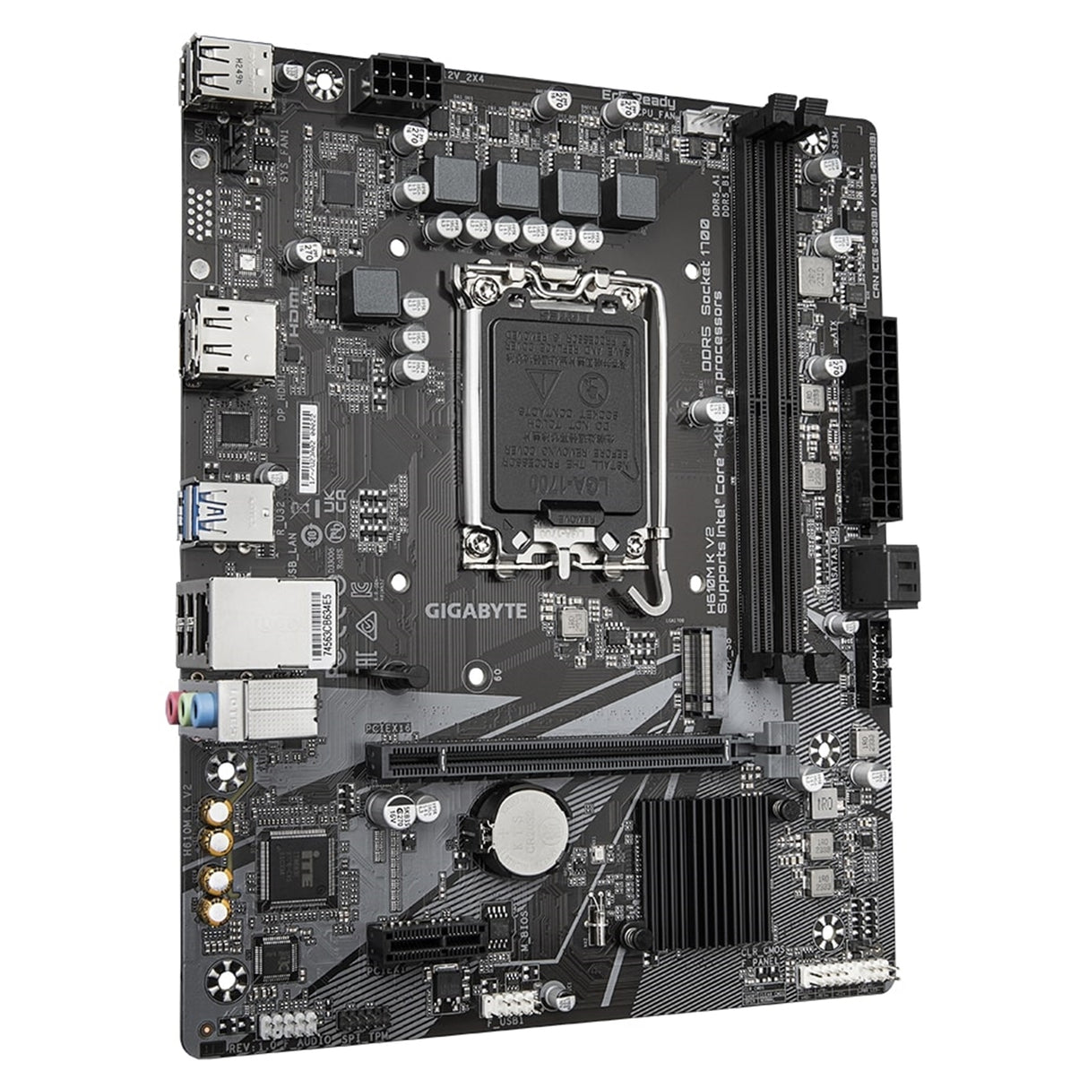 Gigabyte H610M K V2 DDR5 Anti-Sulfur Resistor Intel 1700 Socket Motherboard, Micro-ATX, 2x DDR5 Slots, 1x M.2 Socket, GbE LAN, 1x DisplayPort / 1x HDMI Port
