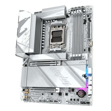 Gigabyte X870 AORUS ELITE X3D ICE AMD AM5 Socket Motherboard, ATX, 4x DDR5 Slots, 4x M.2 Socket, 5GbE LAN, WiFi 7, 1x HDMI Port / 2x USB-C (USB4)