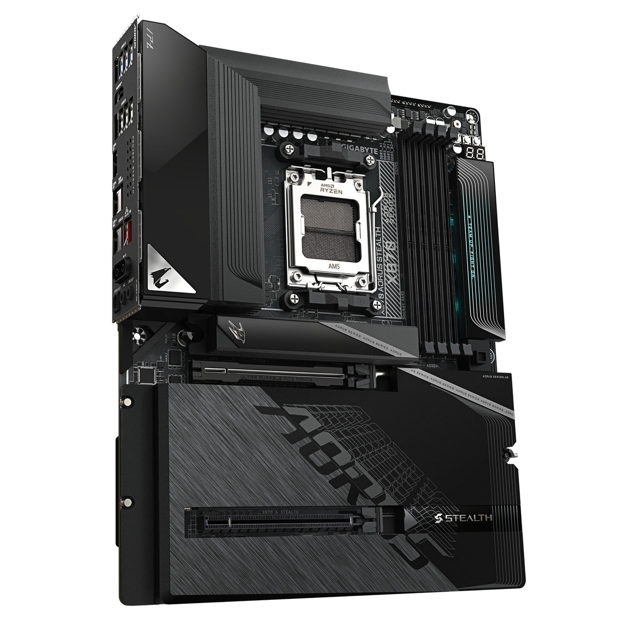 Gigabyte X870 AORUS STEALTH AMD AM5 Socket Motherboard, ATX, 4x DDR5 Slots, 4x M.2 Socket, 5GbE LAN, WiFi 7, 1x HDMI Port / 2x USB-C (USB4)