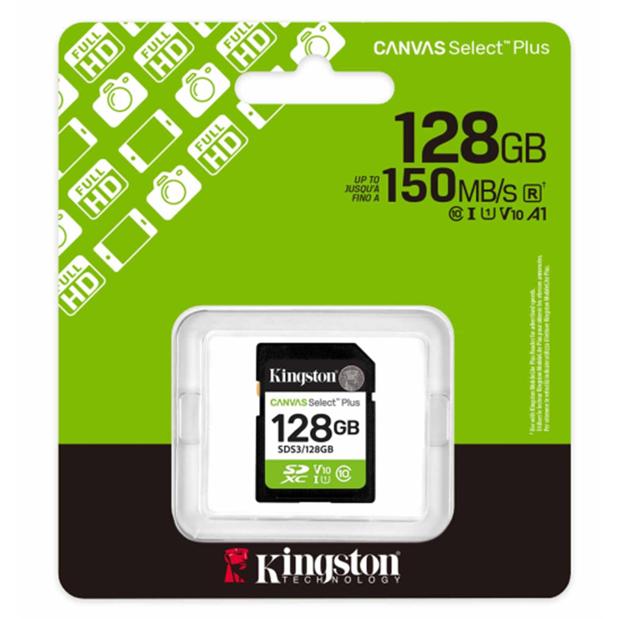 Kingston Canvas Select Plus SDS3/128GB V30 128GB SD Class 10 UHS-I U3 Flash Card