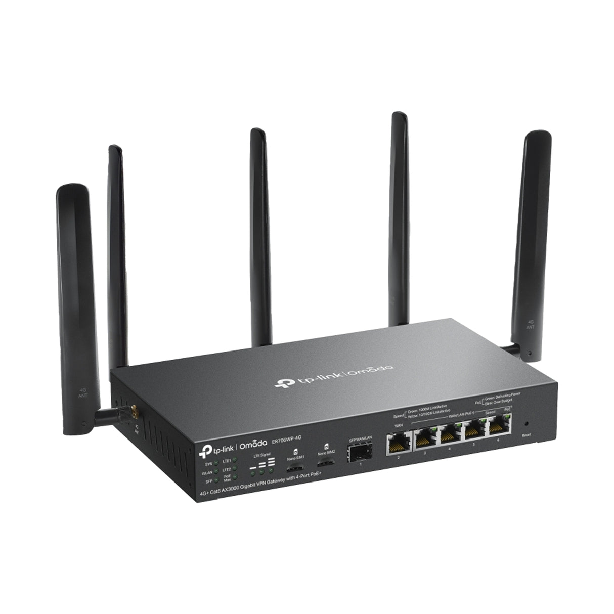 TP-Link Omada ER706WP-4G 4G+ Cat6 AX3000 Gigabit VPN Gateway with 4-Port PoE