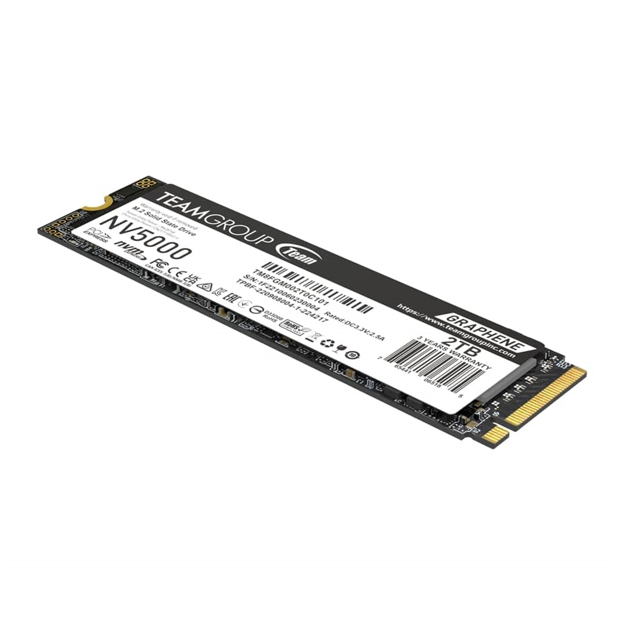 Team NV5000 (TM8FGM002T0C101) 2TB M.2 Interface, PCIe Gen4x4 with NVMe, 2280, Read 4500MB/s, Write 1900MB/s, 3 Year Warranty