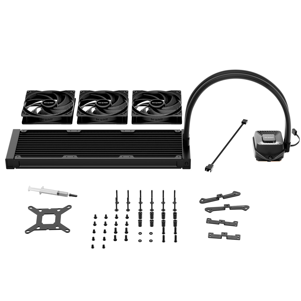be quiet! Pure Loop 3 Liquid CPU Cooler, Universal Socket, 360mm Radiator, 3 x Pure Wings 3 120mm PWM High Speed, 3-year manufacurer's warranty.