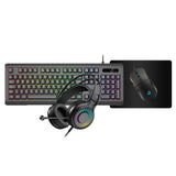 VIDA GAMER BLK 4IN1 USB KB MS HS KIT keyboard Mouse included Gaming QWERTY UK English Black